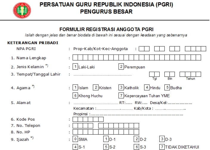 Pendaftaran PGRI Sabang - Persatuan Guru Republik Indonesia Cabang Sabang